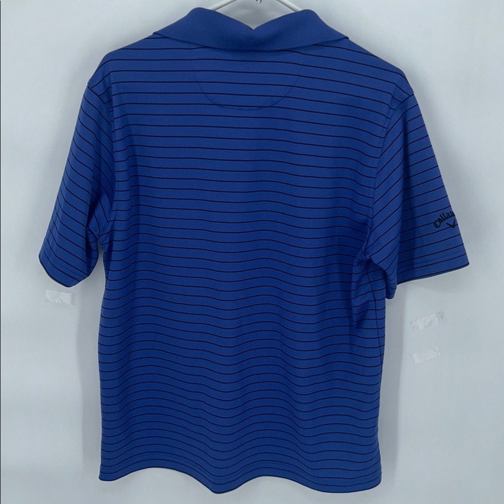 Callaway Striped Golf Polo Shirt Blue Black Cabot Logo Size S Mens - Picture 6 of 11